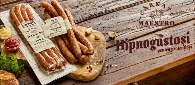 PREMIERĂ LA NIVEL NAȚIONAL: Caroli Foods Group lansează primul produs cu 100% ingrediente naturale:  Cârnații Maestro de la Caroli!